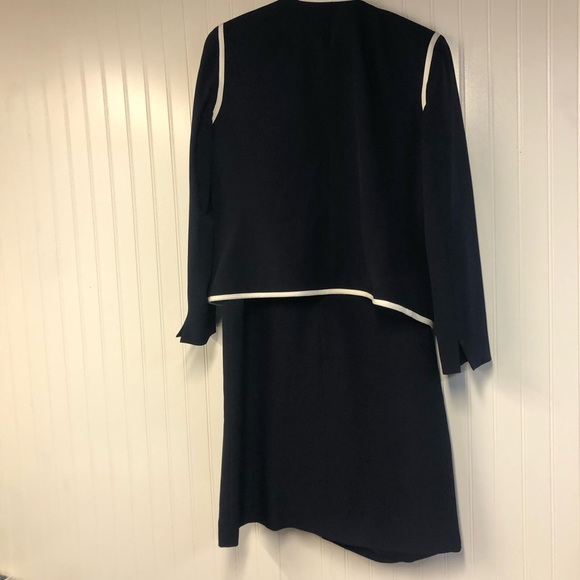 Evan Picone Navy and White Two-Piece Dress & Blazer Set Size 12 - Picture 2 of 7